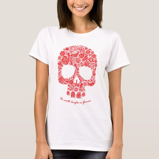 Camiseta A terra ri em mulheres do t-shirt das flores (Frente)