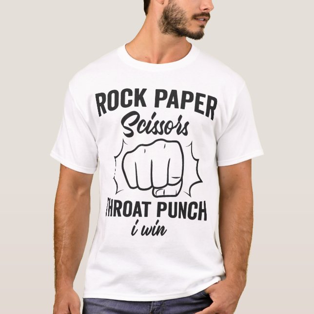 Camiseta A tesoura de papel do Rock Dura Punch I Win (Frente)