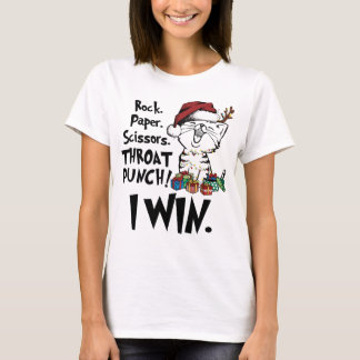 Camiseta A Tesoura De Papel Pedra A Garganta Eu Ganho A Gat