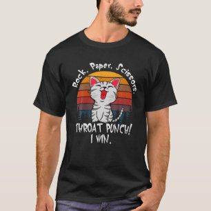 Camiseta A Tesoura De Papel Rock Dói Punch I Win Cat Engraç