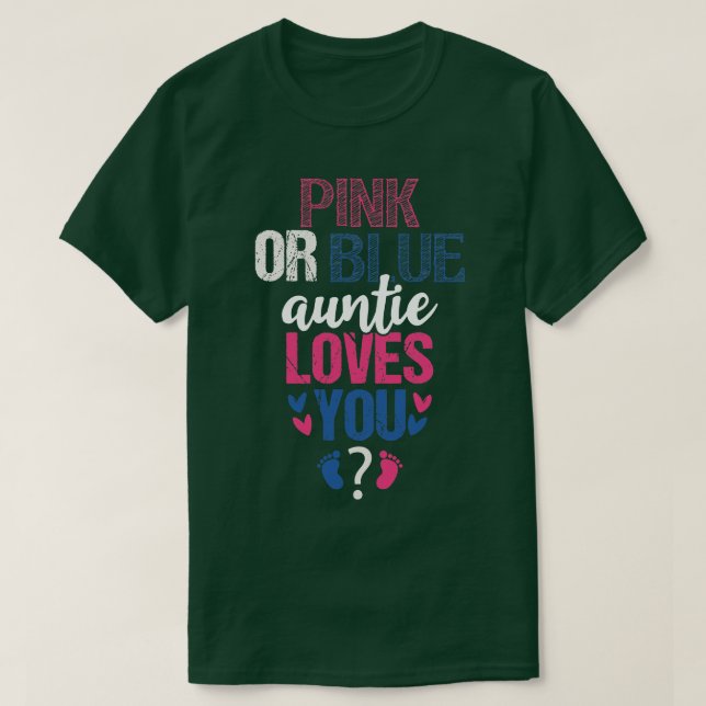 Camiseta A tia rosa ou azul ama você (Frente do Design)