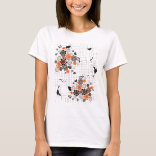 Camiseta A tinta do Grunge dos pintinhos das flores da