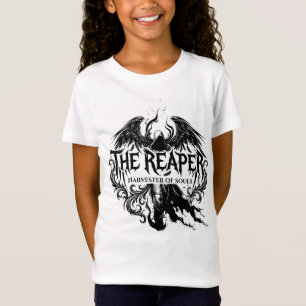 Camiseta A Tipografia Gótica Ceifador e Arte de Anjo das Tr
