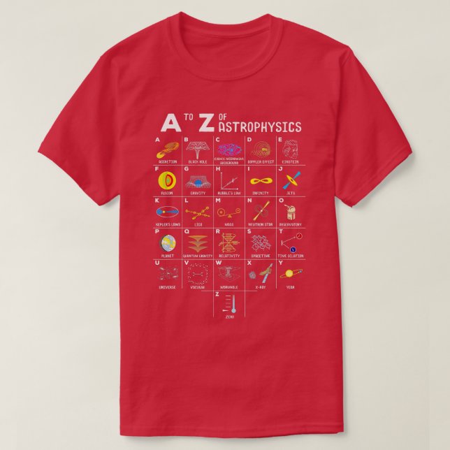 Camiseta A to Z Astronomia Engraçada Astronomia Sobre Astro (Frente do Design)