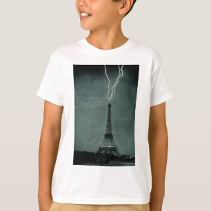 Camiseta A Torre Eiffel Acionada Por Um Relâmpago