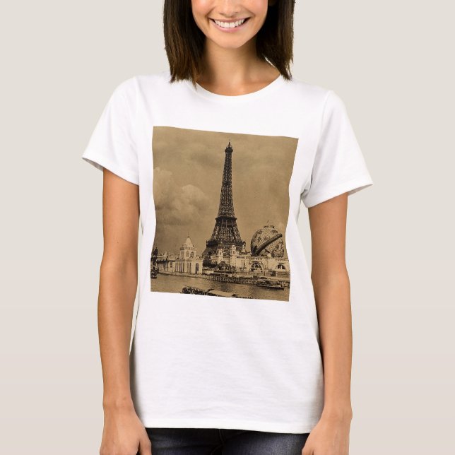 Camiseta A torre Eiffel da exposição de Seine Paris (Frente)