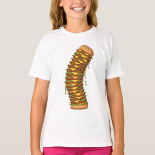 Camiseta A Torre Inclinada de Hambúrguer com Queijo para Cr