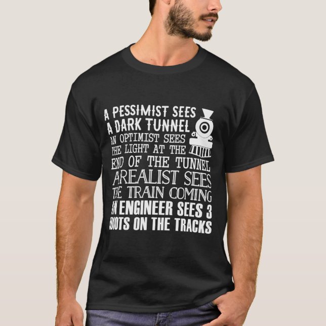 Camiseta A Train Engineer And 3 Idiots Funny Joke  (Frente)