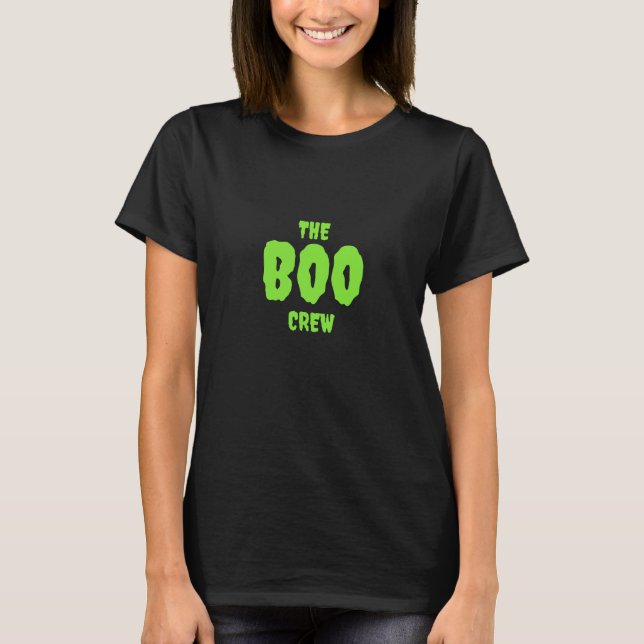 Camiseta A Tripulação BOO, Verde em Preto (Frente)