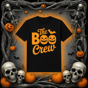 Camiseta A Tripulação do Boo Abóbora e Morcego Halloween