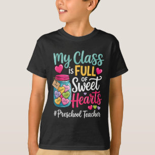Camiseta A turma está cheia de corações doces professora de