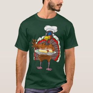 Camiseta A Turquia Bonita Servindo Cachorro Quente Engraça