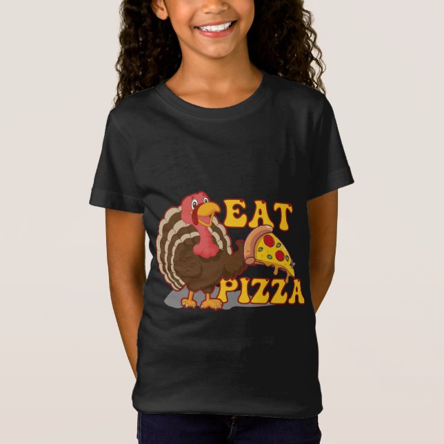 Camiseta A Turquia Comeu Pizza Amadurece Ação de Graças Dia (Frente)