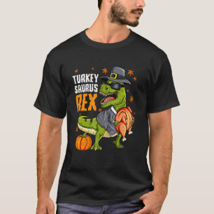 Camiseta A Turquia Trex Dinossaur Feliz Dia de Ação de Graç