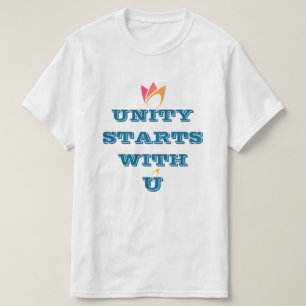 Camiseta A UNIDADE COMEÇA COM VOCÊ (fogo laranja a rosa) pe