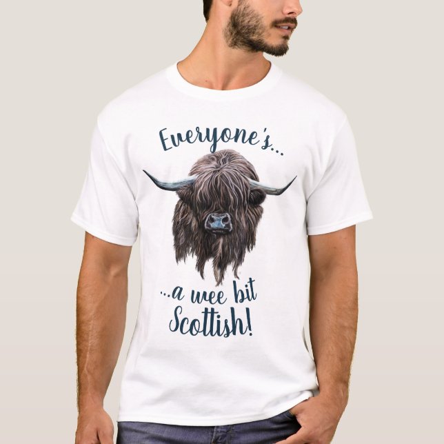 Camiseta A vaca das montanhas, todos é um Scottish (Frente)