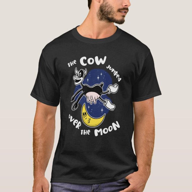 Camiseta A Vaca Pulou Sobre Os Rapazes Da Lua Adultos (Frente)
