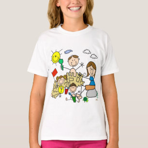 Camiseta A vara figura o divertimento da praia da família