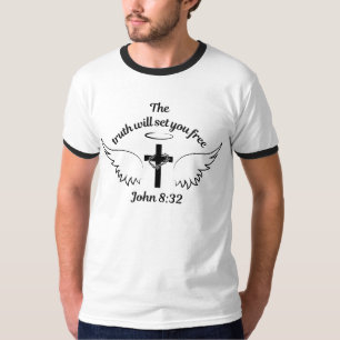 Camiseta A Verdade Vai Libertar John 8:32 Dedo dos Homens