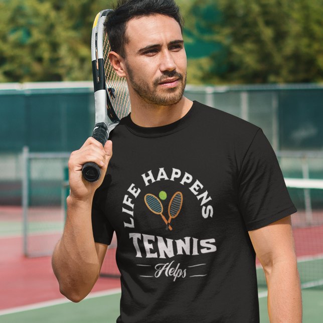 Camiseta A vida acontece com o Tênis ajuda o Unisex (Life Happens Tennis Helps T Shirt)