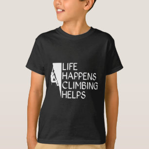 Camiseta A Vida Acontece Escalar Ajuda Escalador de Árvore