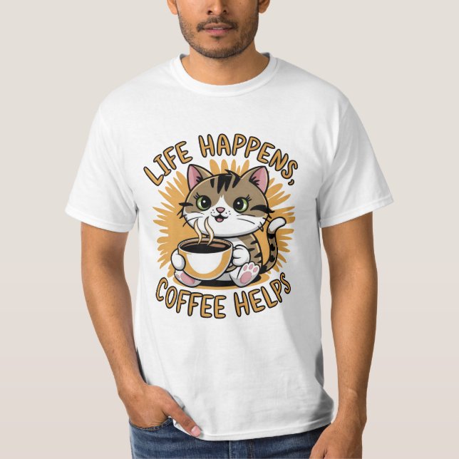 Camiseta A vida acontece porque o café ajuda (Frente)