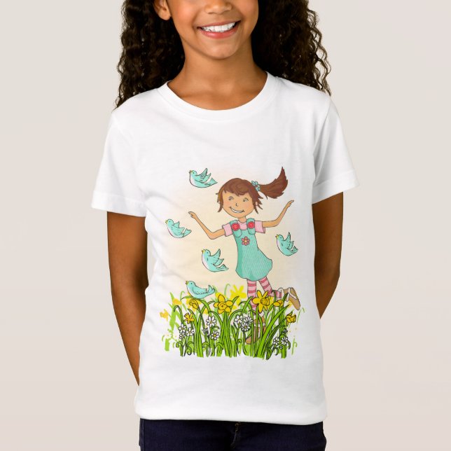 Camiseta A vida ao vivo diverte-te! Pêssego aqua de camiset (Frente)