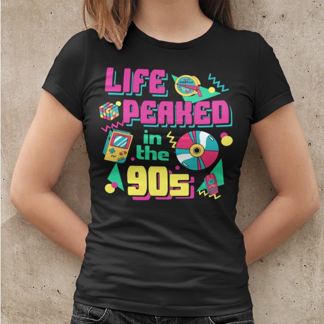 Camiseta A vida atingiu o pico na retrorreflectora rosa dos (Criador carregado)