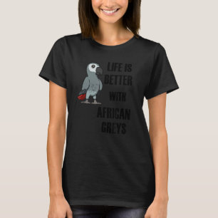 Camiseta A vida com papagaios de Cinza africanos