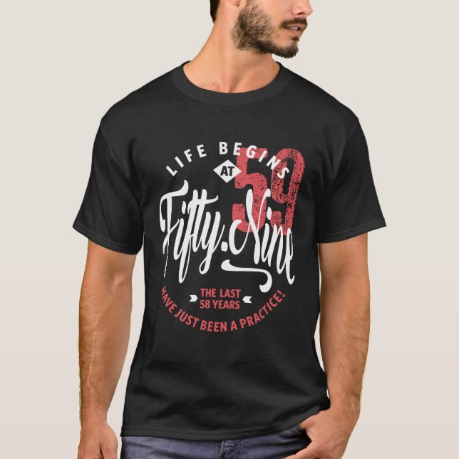 Camiseta A vida começa aos 59 | 59.o aniversário (Frente)