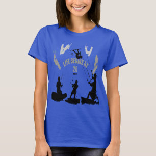 Camiseta A Vida Começa aos Vinte Nós para Kite Surfers Pret