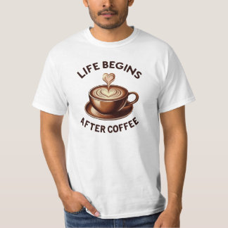 Camiseta A Vida Começa Após O Café - Sobrecarga De Café Ret