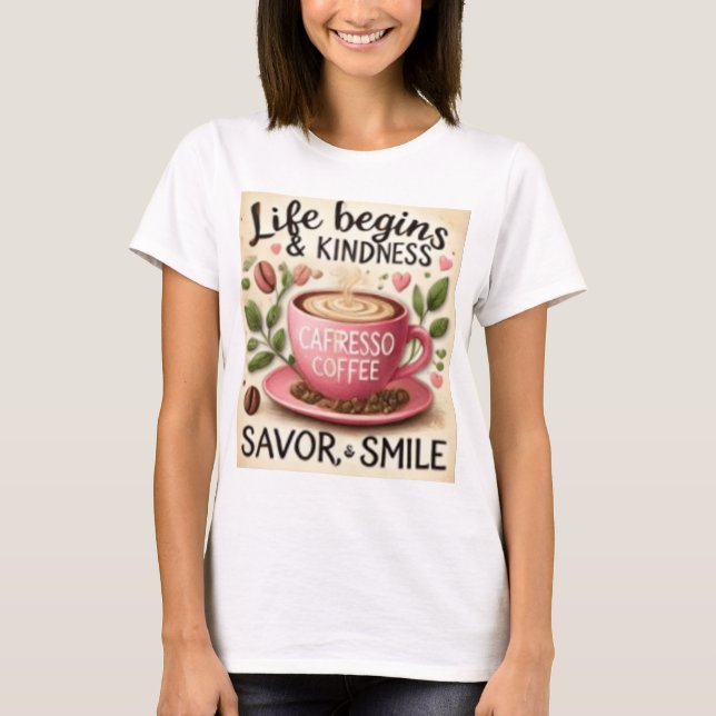 CAMISETA A VIDA COMEÇA COM CAFÉ (Frente)