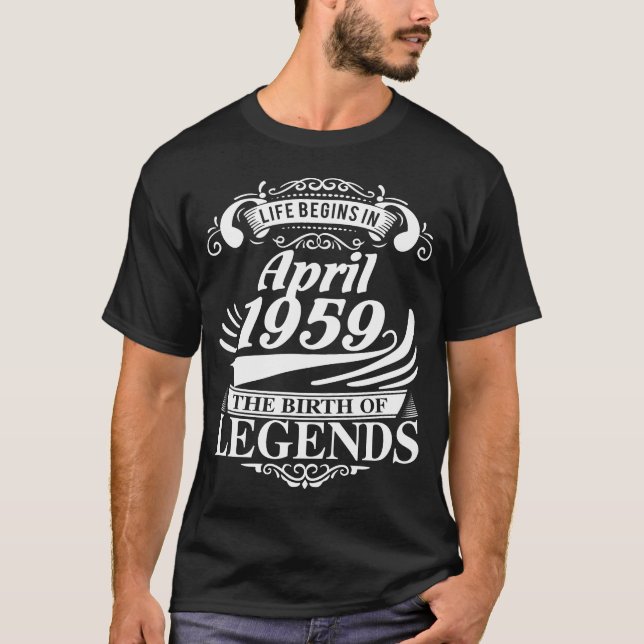 Camiseta A vida começa em abril de 1959 o t-shirt (Frente)