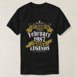Camiseta A vida começa em fevereiro de 1987 o nascimento