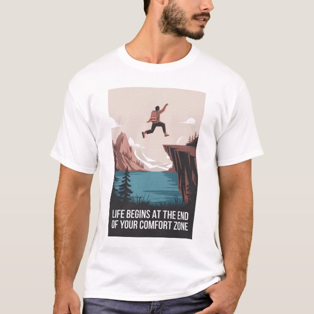 Camiseta A vida começa no fim da sua zona de conforto (Frente)