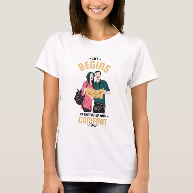 Camiseta A vida começa no final do acampamento e ganha a av (Frente)