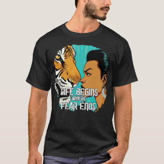 Camiseta a vida começa onde o medo acaba
