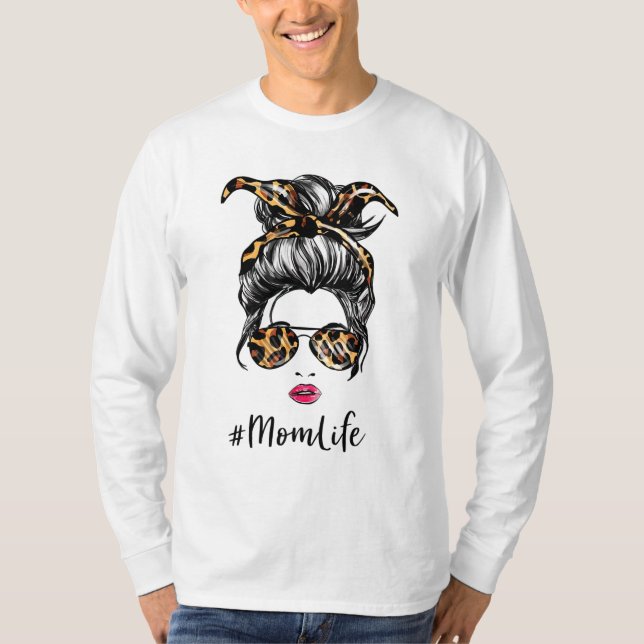 Camiseta A Vida da Mãe Clássica com Leopardo (Frente)