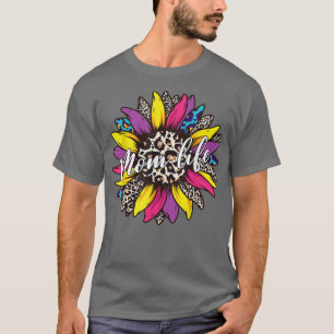 Camiseta A Vida da Mãe Clássica com o Leopardo de Girassol 