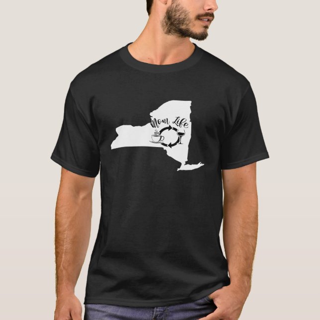Camiseta A Vida Da Mãe Com Vinho De Café Em Nenhumas (Frente)