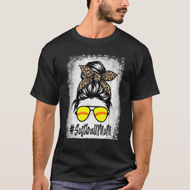 Camiseta A Vida Da Mãe De Softball Com Leopardo E A Maldita (Frente)