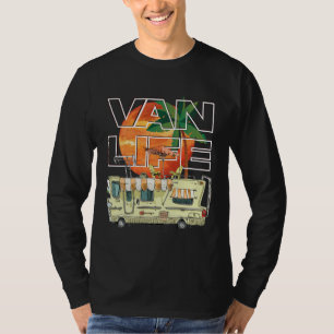 Camiseta A Vida da Van. Acampamento e surfe. Longa Folga