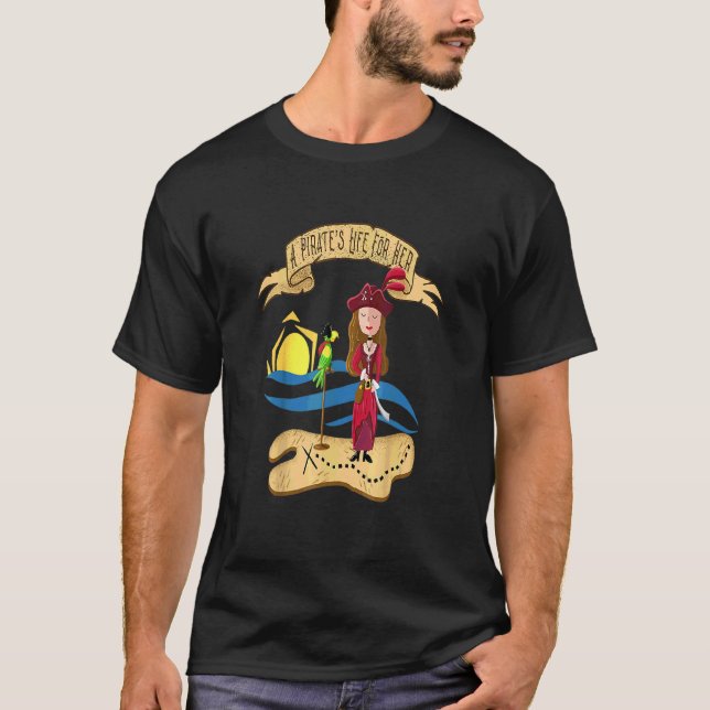 Camiseta A vida de pirata para a Caribe com papagaio (Frente)