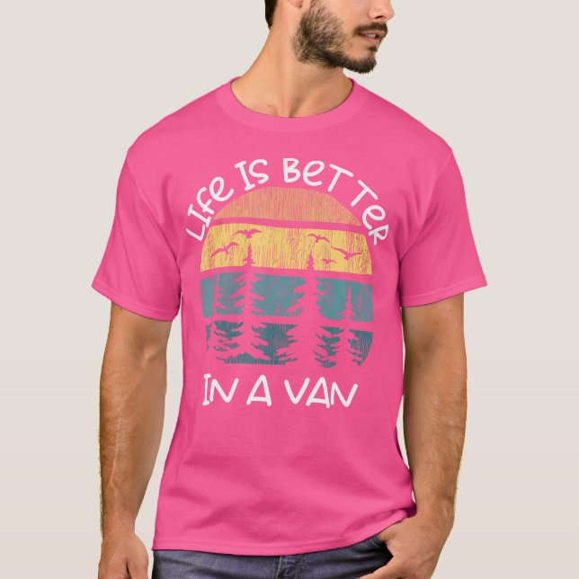 Camiseta A Vida De viagem É Melhor Num Acampamento De Van (Frente)