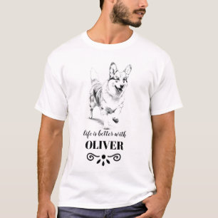 Camiseta A vida do Corgi é melhor com o nome personalizado 
