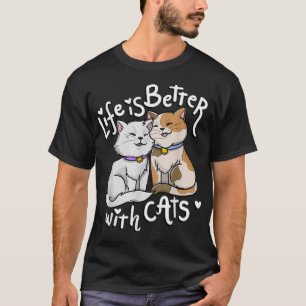 Camiseta A Vida Do Gato Do namorados É Melhor Com Os Gatos