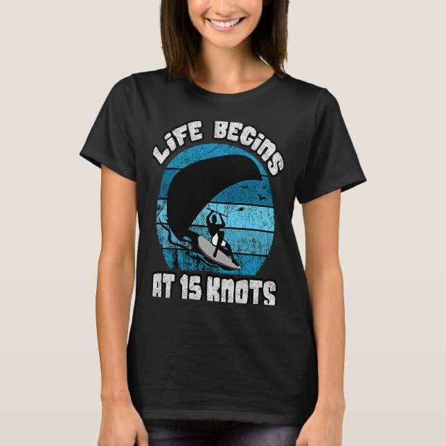 Camiseta A Vida Do Retro Começa Com 15 Nós De Kite De Kiteb (Frente)