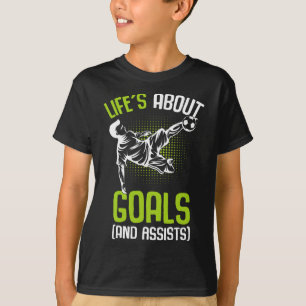 Camiseta A Vida é Acerca de Metas Futebol Jogador Rapazes C