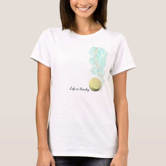 Camiseta A vida é Beachy Shell Swirls (Frente)